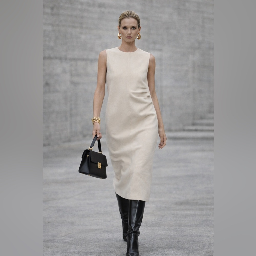 NWT ZARA LONG RUCHED DRESS